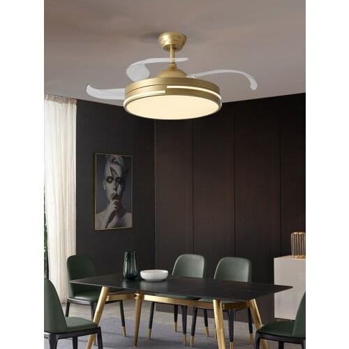 Ceiling Fan Lamp Bedroom Mute Invisible Fan Light With Remote Control Three Color Dimming Restaurant Fan Light 220V