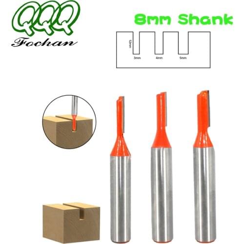 QQQ 3pcs 8mm Shank Straight Router Bit Tungsten Carbide Single Flute Bit Wood Milling Cutter for Woodwork Tool