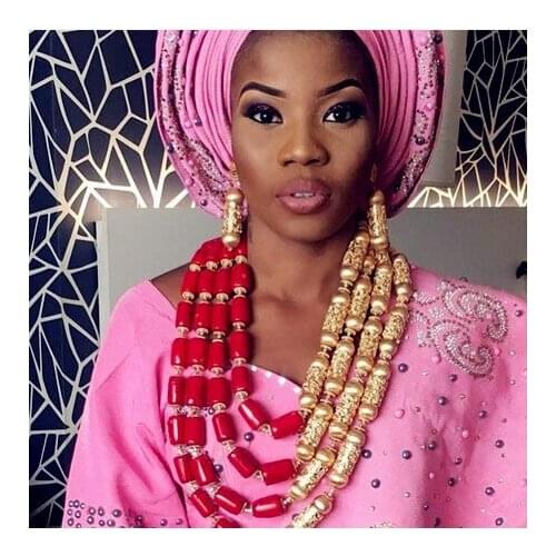 Luxury Real Coral African Beads Jewelry Sets Natural Coral Wedding Jewelry Set Elegant Necklace Earrings Set Free ShippingABH411