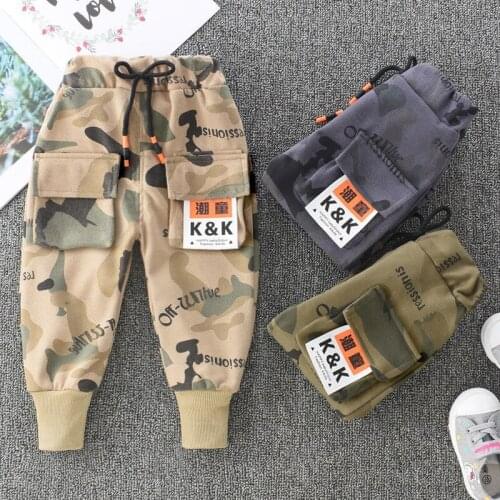 Spring Autumn New Kids Bottoms Clothes Baby Boys Camouflage Pants Little Girls Fashion Printed Casual Pants Childrens Clothing