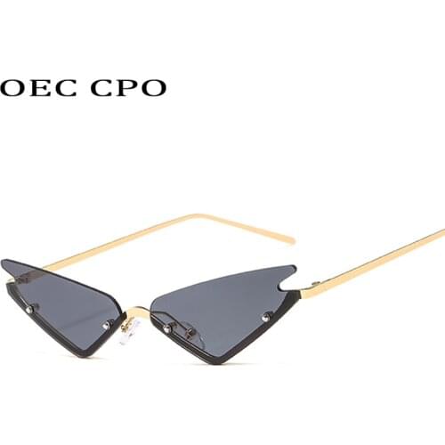 OEC CPO Cute Sexy Cat Eye Sunglasses Women Brand Design Metal Frame Sun Glasses Man Vintage Glasses For Female UV400 oculos O360