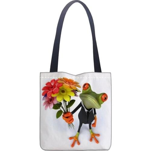 New Arrival Bag 2019 Frog Handbag Fashion Printing Soft Open Pocket Casual Tote Double Shoulder Strap For Women Student