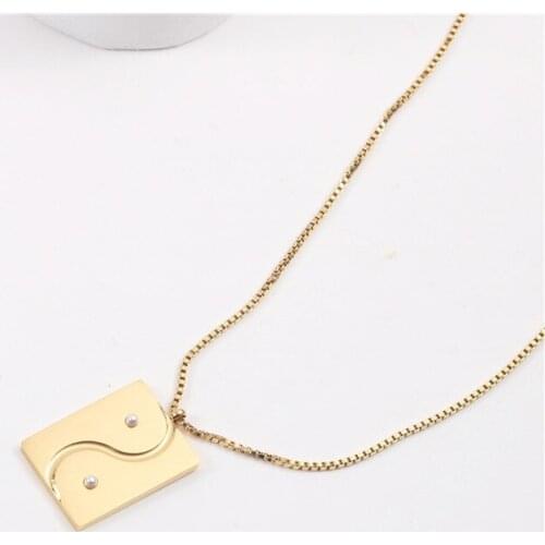 TARCLIY Trendy Geometric Square Pendant Necklace Simple Metal Texture Titanium Steel Box Chain Jewelry Gift For Men And Women