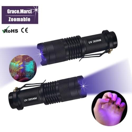 New Pocket Zoom UV Flashlight Mini LED Nail UV Lamp Light 395nm 365nm Ultraviolet Lantern For Money Pet Urine Detect Nail-Dryer