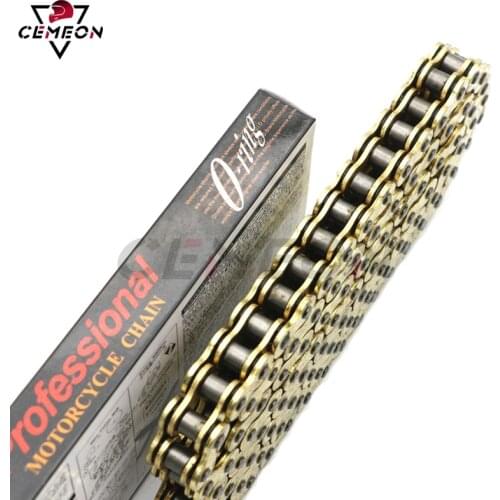Motorcycle universal oil seal chain 520HV X120 / 525HV X120 / 530HV X120 transmission chain gold (with O-ring)
