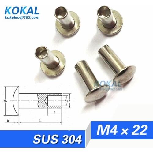 [YK304-M4*22]50PCS Free Shipping sus304 stainless steel rivet M4*22mm semi-tubular oval head rivet