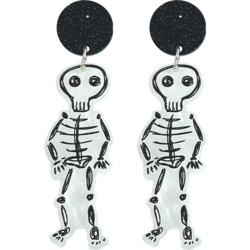 Dvacaman Funny Cute Transparent Acrylic Resin Skull Frame Drop Earrings Women New Design Personality Halloween Accessories Party