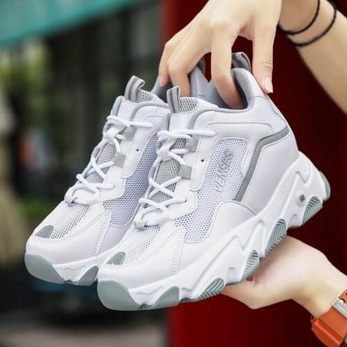 2021 Women Sneakers Shoes Women Leather Platform White Gym Shoes Increase 5 Cm Casual Shoes Zapatillas Mujer Tenis Fitness