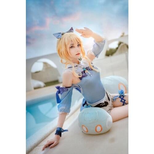 Genshin Impact Jean Cosplay Costumes Animation Stage Halloween Party Role Play Anime COS Costume Wig In Stock for Lady Adult
