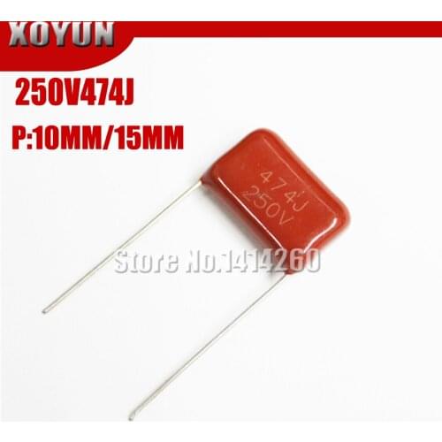 10pcs/lot CBB 250V474J 250V 470NF 250V 0.47UF Pitch 10MM 15MM 474J 250V CBB Polypropylene film capacitor