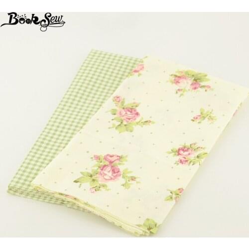 100% Cotton Quilting Twill 2 Pcs/lot Printed Flowers And Checks Designs 50cmx100cm Booksew Fabric Patchwork Bedding Decoration