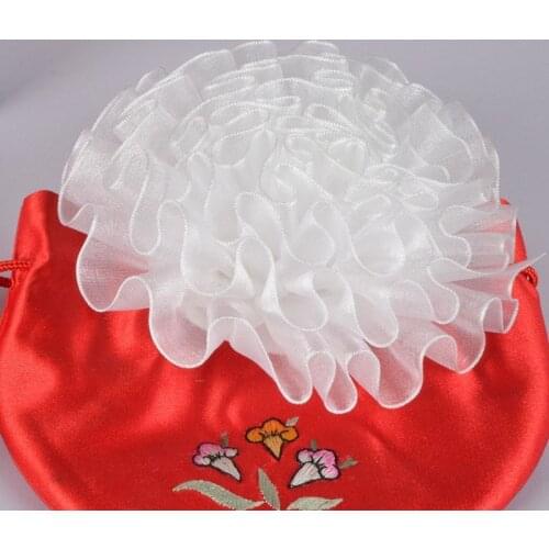 2pcs 10 colors Hair Holders High Quality big white tulle chiffon flowers Rubber Bands ruffle flower Hair Elastics Accessories