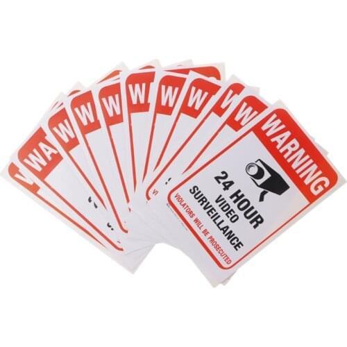 2020 New 10pcs/lot Waterproof PVC CCTV Video Surveillance Security Sticker Warning Signs