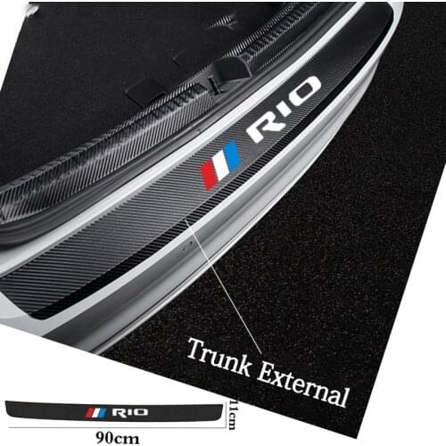 For KIA RIO 2 3 4 5 X-Line Car-Styling Accessories Leather Carbon Fiber Car Rear Bumper Trunk Plate Tail Lip Protection Stickers