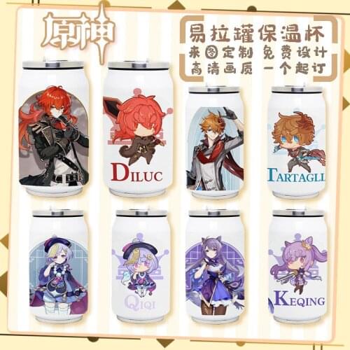Anime Game Genshin Impact Stainless Steel Thermos Cup Paimon Klee Diluc Zhongli Cosplay Vacuum CupToy 350ml