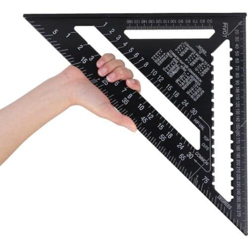 AR01 43X30X30cm Metric Aluminum Alloy Triangle Ruler Black Triangular Ruler