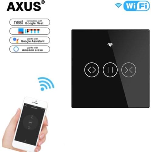 AXUS EU WiFi Smart Touch Curtain Roller Blinds Motor Switch Tuya Smart Life App Remote Control Works with Alexa Google Home 220V