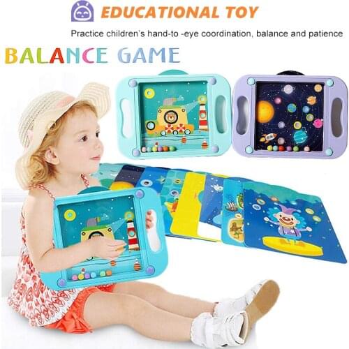 Balance Game Labyrinth Board Game Maze Puzzle Brain Teaser for Kids Mind Brain Games Kids Gifts with 10 Scenes Cards