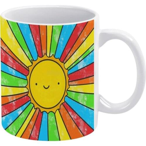 Radiate Positivity White Mug 11oz Funny Ceramic Coffee Tea Milk Cups Sun Radiate Positivity Positive Quote Kawaii Sunshine Rainb