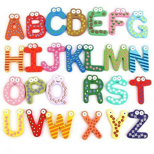 26 Alphabet Magnetic Letters Wooden English Fridge Magnets Baby Education Toys