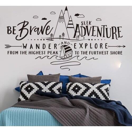Be Brave Seek Adventure Wander and Explore Wall Sticker Boy Room Kids Room Brave Inspired Quote Wall Decal Vinyl Decor