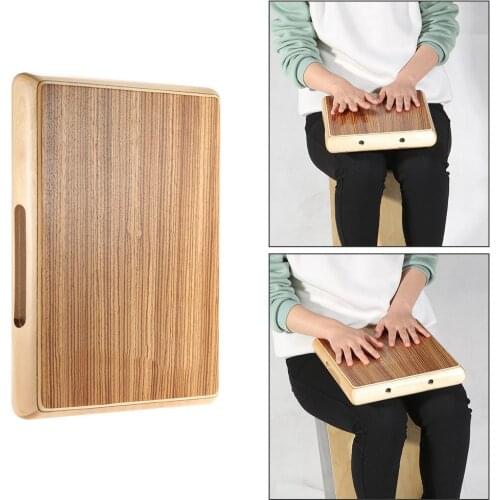 Ammoon Travel Cajon Drum Flat Hand Drum Zebra Wood Persussion Drum Instrument for Rhythm Sense Practice 31.5 * 24.5 * 4.5cm