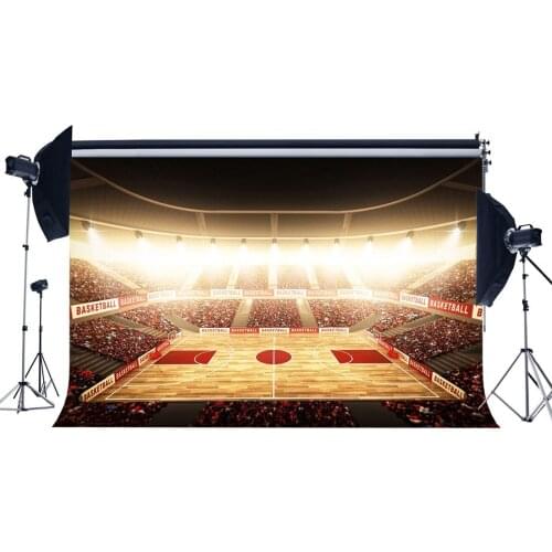 Basketball Court Backdrop Stadium Shining Stage Lights Sports Match Crowd Bokeh Photography Background