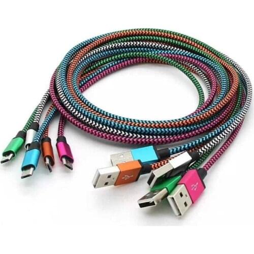 Hot Sale 1m 2m 3m Micro USB Cable For iPhone Samsung Type-c Charging Data Cord for Xiaomi HTC Mobile phone 200pcs