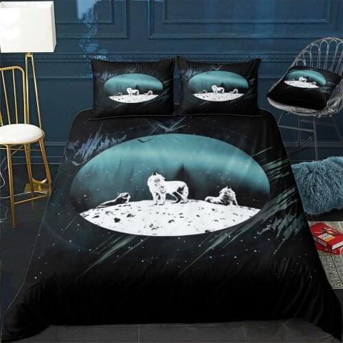 Arctic Wolves At Night Quilt Cover Pillowcase 3Piece Comforter Bedding Set With Pillow Case Single Double Duvet Cover