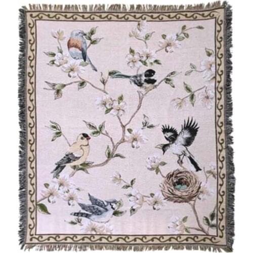 Coarse cotton thread Hand-knit carpet thin blanket tie-dye Ethnic Art blanket bed cover living room bedroom Felts tapestry