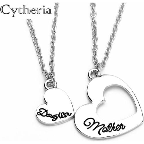 Statement Heart Mother Daughter Necklaces Hollow Splicing Necklace polishing letter Jewelry mothers day Gift For Mom/Daughter