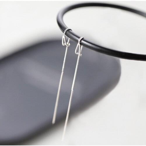 925 Sterling Silver Tassel Long Water Drop Charm Drop Earring For Women Girls Wedding Jewelry eh578