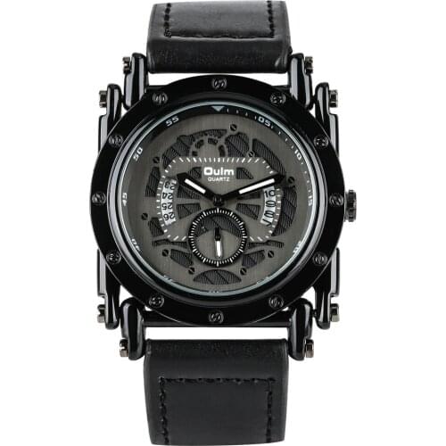 Mens Watch Stainless Steel Case Leather Strap Quartz Wristwatch Arabic Numerals Dial Luminous Function