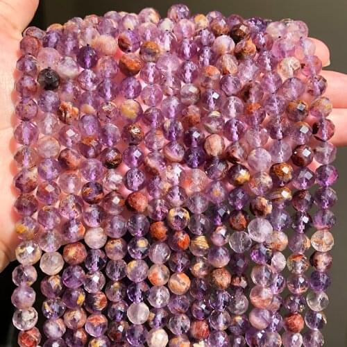 Natural Faceted Purple Ghost Quartz Beads Gem Stone Loose Spacer Beads For Jewelry Making DIY Perles Bracelets 7.5inch 6mm/8mm