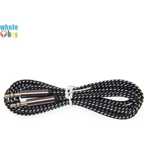 Nylon Braided Aux Cable 3.5mm Jack Audio Cable Male to Male Aux Cord for iphone Samsung for speaker 1.5M free shipping 80pcs/lot