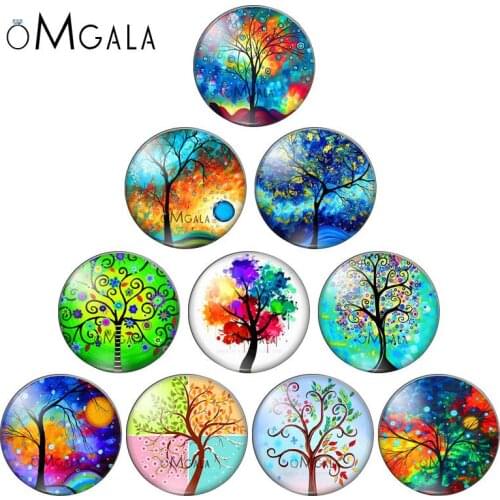 New Beauty Colorful Tree of Life Love hearts 10pcs 12mm/18mm/20mm/25mm Round photo glass cabochon demo flat back Making findings