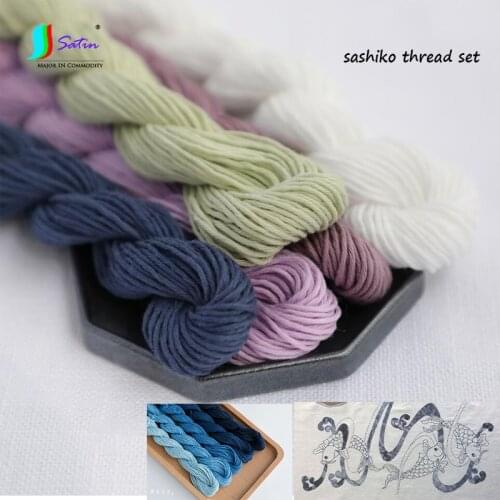 Wholesale Price 5rolls Home Make Cup Pad Sew Material Blue Purple White 10 Strands Sashiko thread KOGIN Sewing Thread A0445L