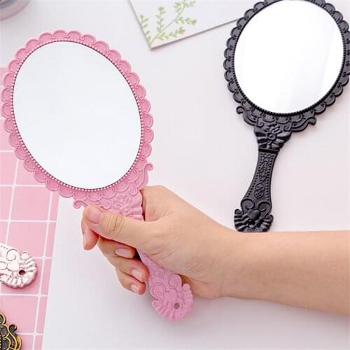 Portable Vintage Cosmetic Makeup Mirror Hand Hold Oval Round Mirror Ancient Ways Court Mirror Beauty Tool Mirrors