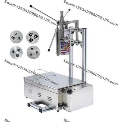 3-hole Nozzle Commercial 5L Manual Spanish Churrera Churro Donut Doughnut Machine Maker Stand with 25L 220v Electric Deep Fryer