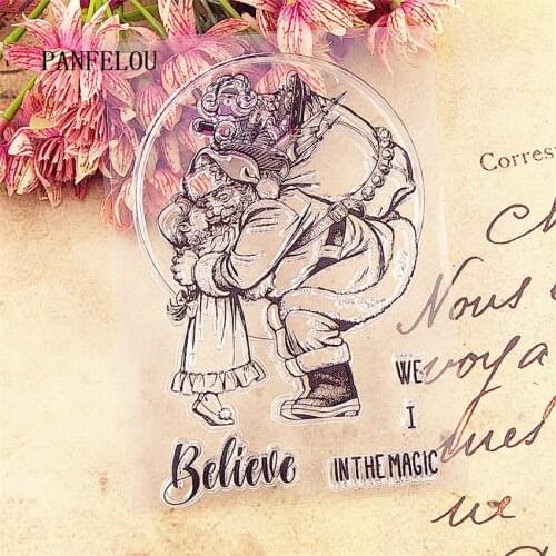PANFELOU 11x15 Christma Santas hug Transparent Clear Silicone Stamp/Seal DIY scrapbooking/photo album clear stamp sheets