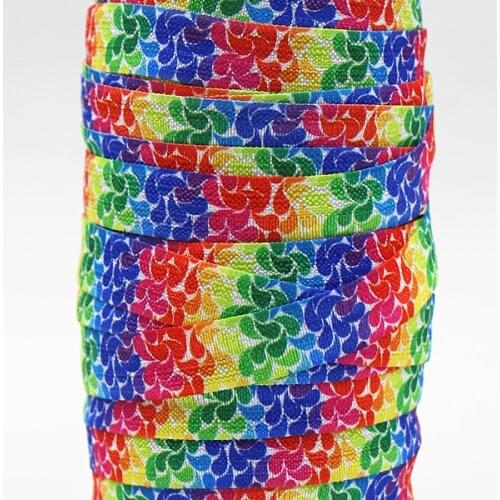 Q&N ribbon wholesale/OEM 5/8inch 150409011 printed folded over elastic FOE 50yds/roll Hair Tie Headband DIY Sewing