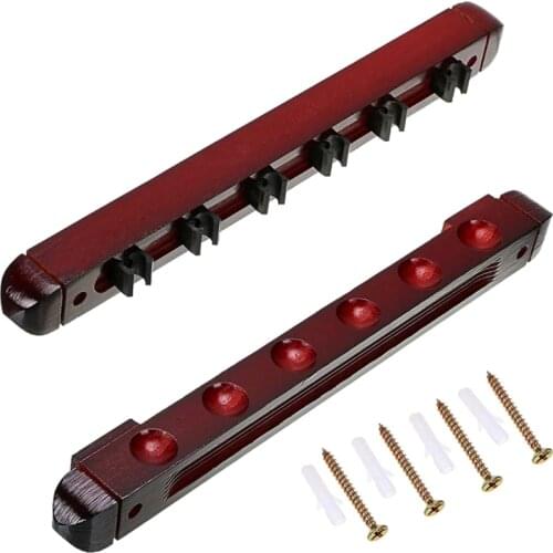 Wall Mounted Hardwood Billiard Cue Rack Pool Cue Rack 6 Clips