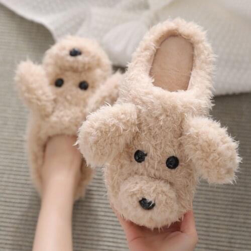 Women Cotton Slippers Indoor Winter Lovely Warm Fur Plush Cartoon Shoes Female Non-Slip Home Slippers Pantoufle Femme Fourrure