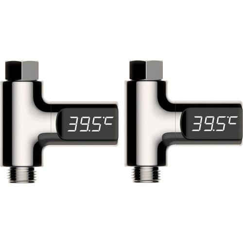 2Pcs LED Display Thermometer Water Temperature Monitor,Faucet Extender ​Electricity Shower Temperature for Baby Care