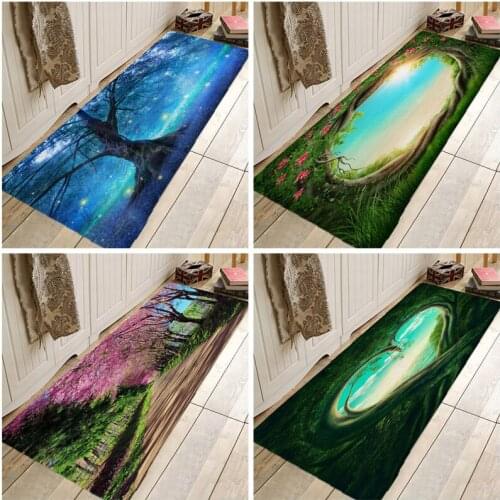 Weltexhome Secnic Mat Landscape Area Rug Hallway Carpets psychedelic Tree Rugs Carpets Doormat For Kitchen Bathroom Anti-Slip
