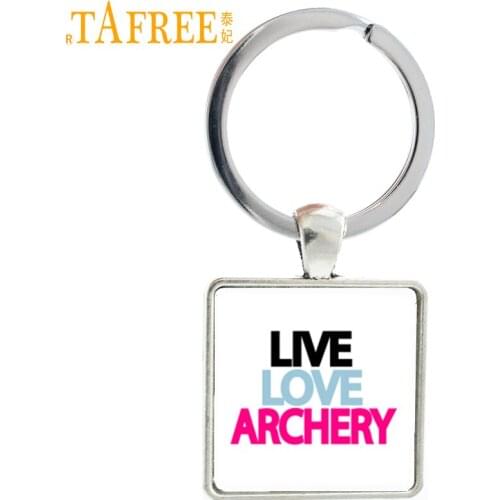 TAFREE Trendy Archery keepchain Peace Love Archery square key rings fashion sporty style novelty interesting 2017 jewelry NW317