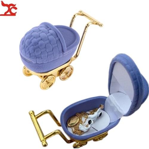 Fashion Jewelry Velvet Baby Carriage Ring Box Bracket Display Storage Gift Storage Box 1PC