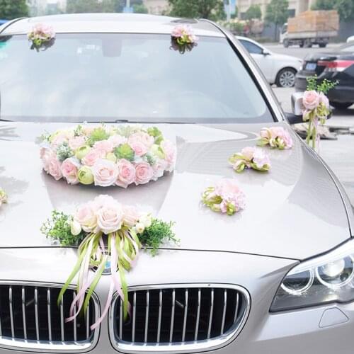 1 Set Artificial Flower Wedding Car Decor Kit Romantic Silk Fake Rose Peony Flowers Valentines Day Gift Party Festival Supplies