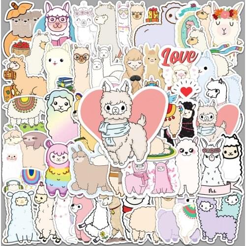 10/50Pcs Cute Llama Alpaca Stickers for Laptop Luggage Motorcycle Phone Skateboard Toys Car Diary Cartoon Animal Pegatinas
