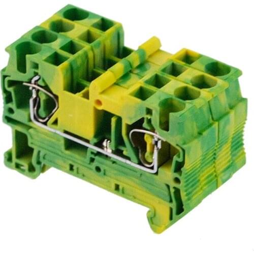 PE Din Rail Terminal Blocks 10Pcs ST-2.5PE Connectors Return Pull Type Spring Cage Connection Ground Terminal Blocks Screwless